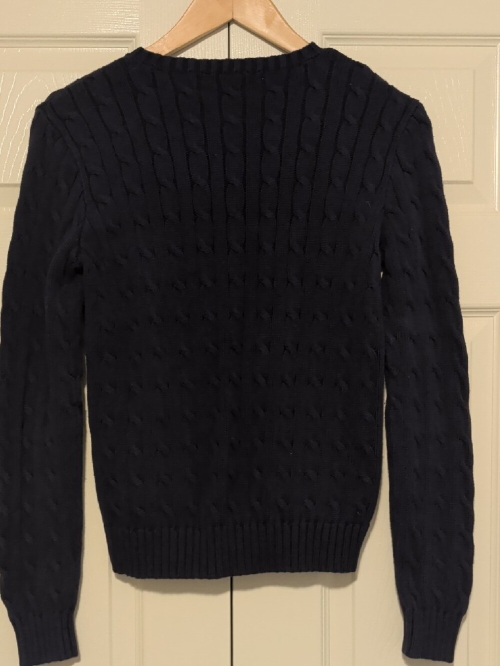 Ralph Lauren Navy Cable Knit Crewneck Sweater Cotton Preppy - Picture 5 of 7